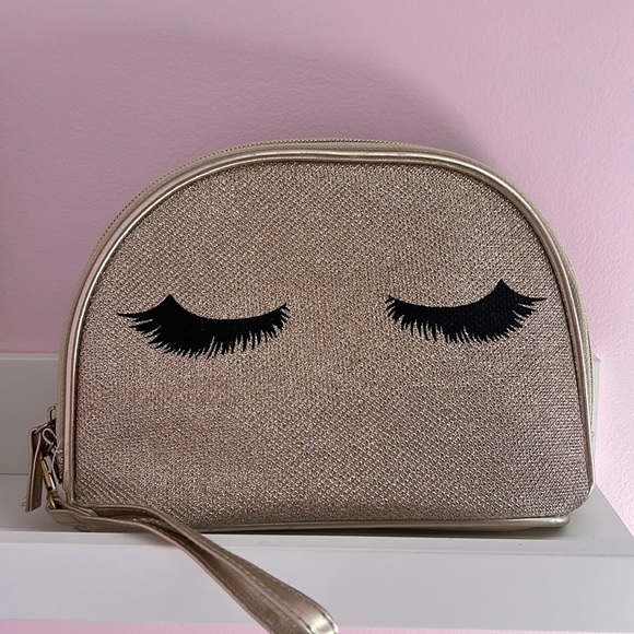 Handbags - Zipper Makeup bag , clutch , gold